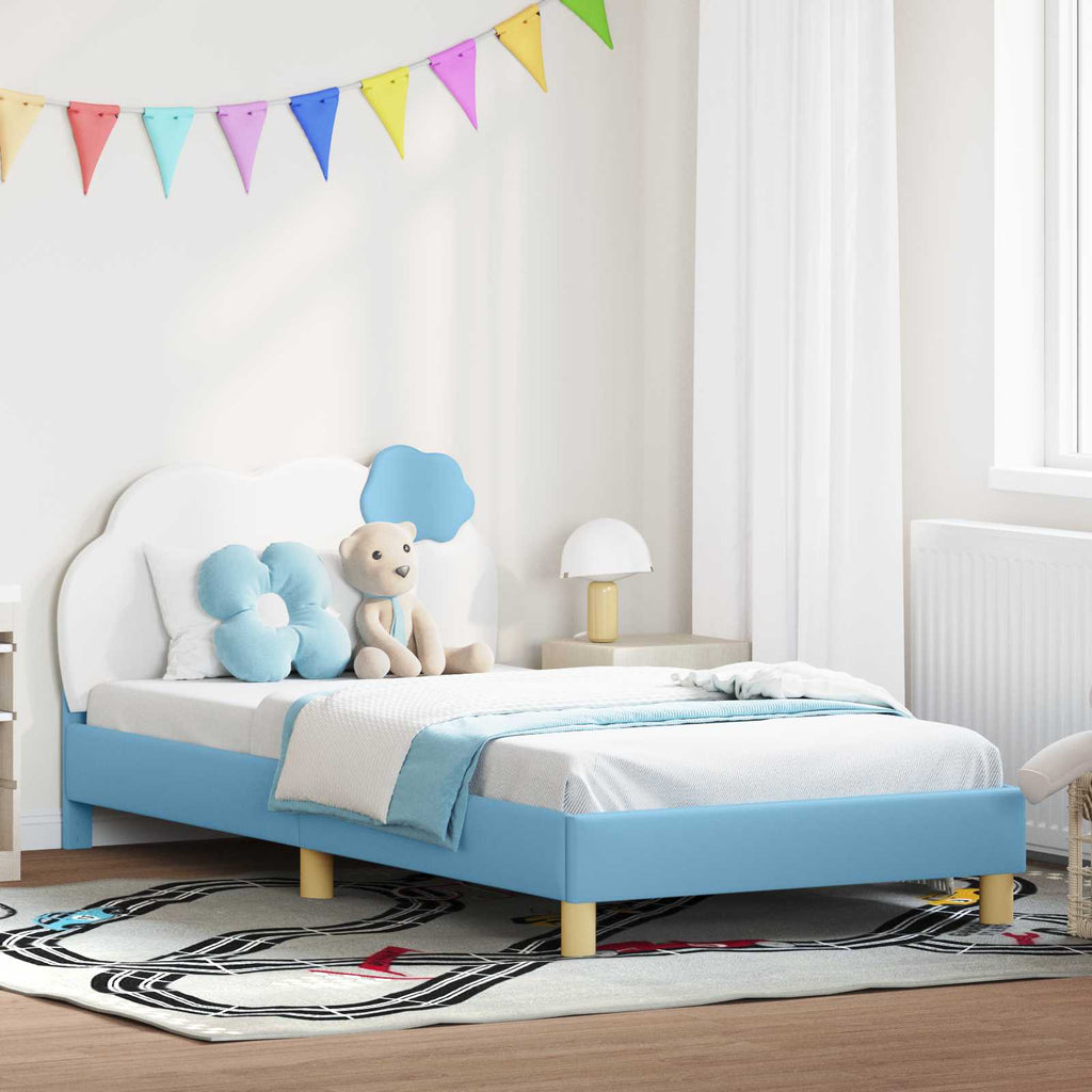 vidaXL Łóżko Dziecięce z Ramą i Zagłówkiem niebieski 90 x 190 cm PU