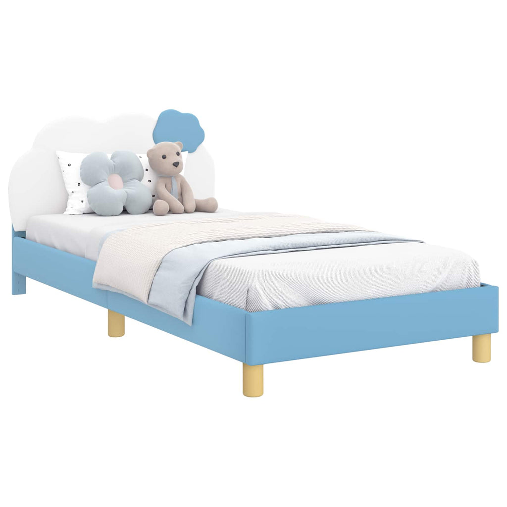 vidaXL Łóżko Dziecięce z Ramą i Zagłówkiem niebieski 90 x 190 cm PU