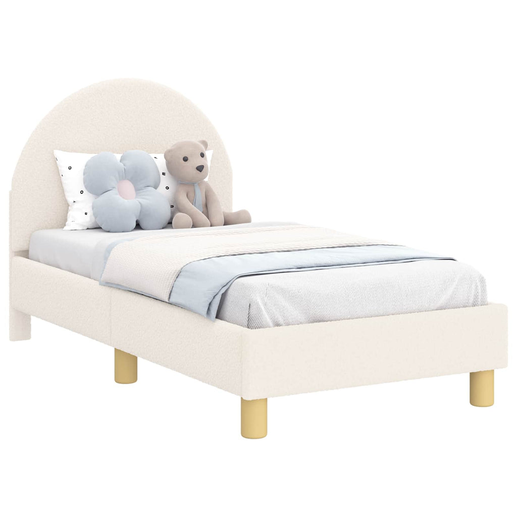 vidaXL Stelaż łóżka dla malucha z oparciem kremowy 70 x 140 cm Bouclé