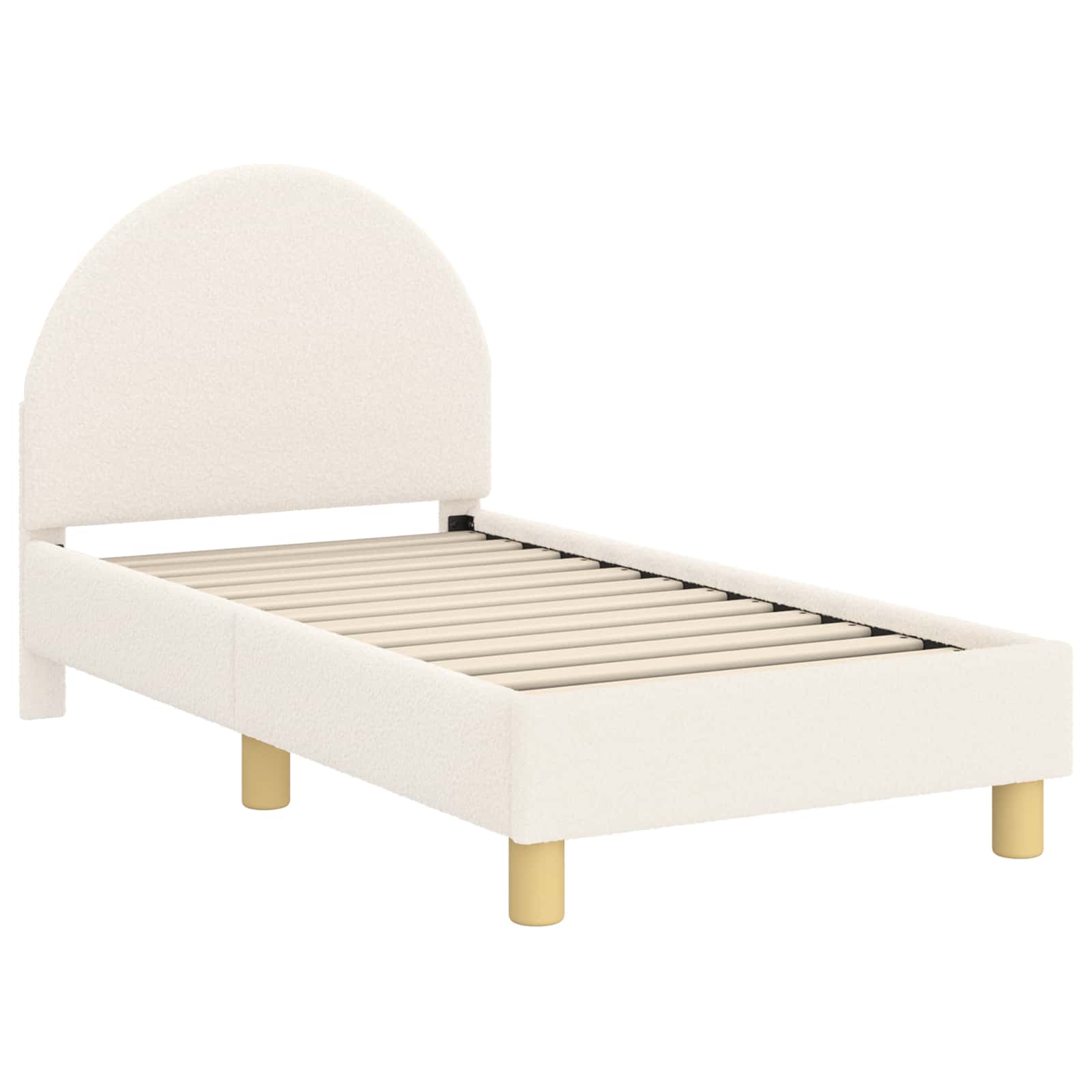 vidaXL Stelaż łóżka dla malucha z oparciem kremowy 70 x 140 cm Bouclé