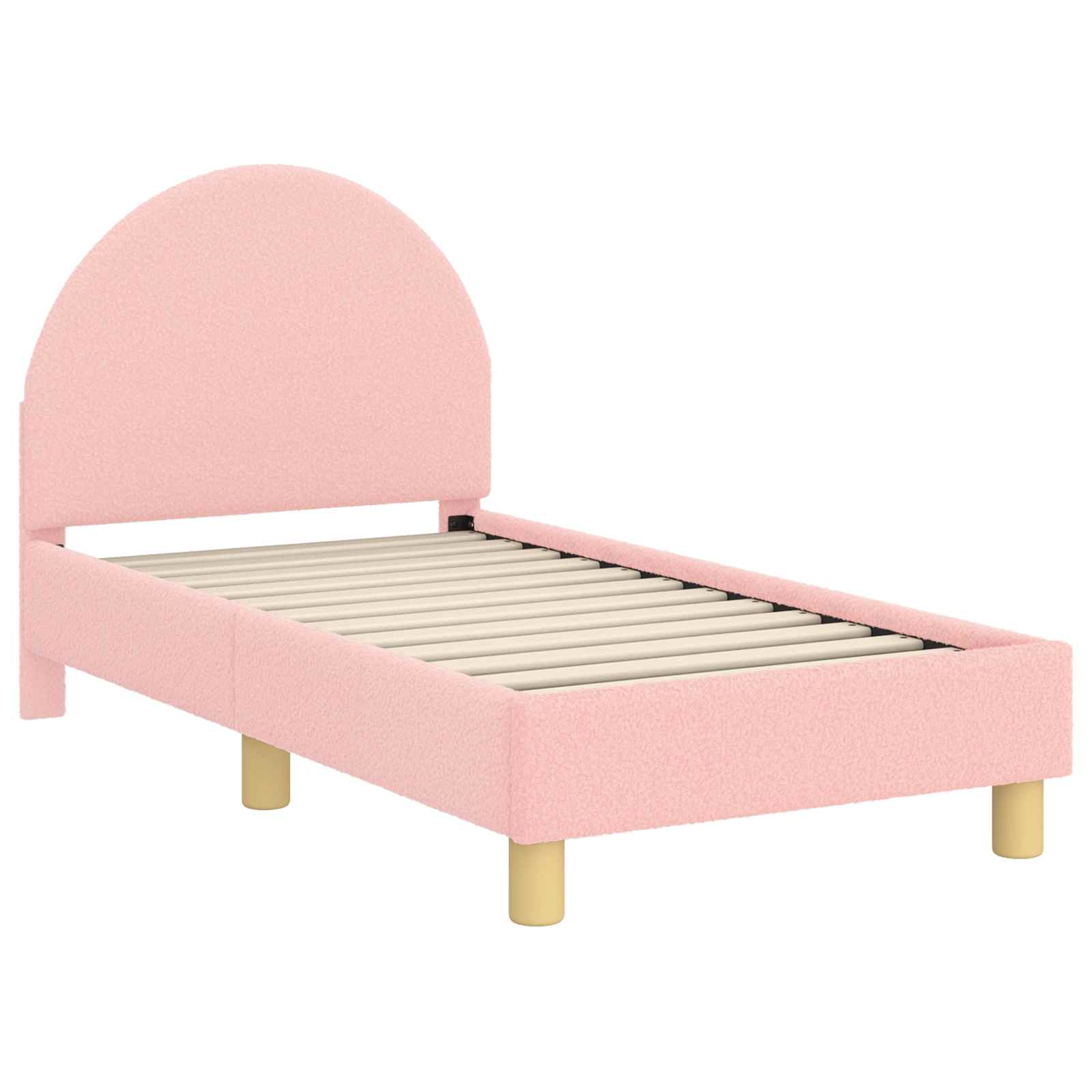 vidaXL Stelaż łóżka dla malucha z oparciem różowy 70 x 140 cm Bouclé