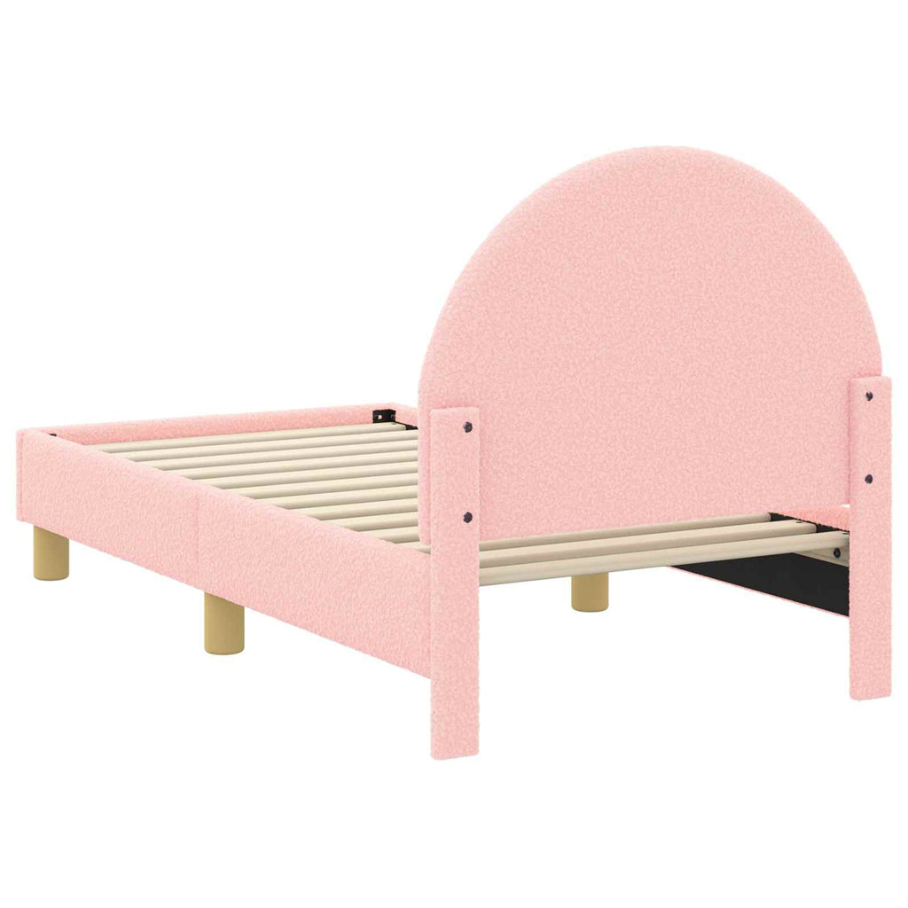 vidaXL Stelaż łóżka dla malucha z oparciem różowy 70 x 140 cm Bouclé
