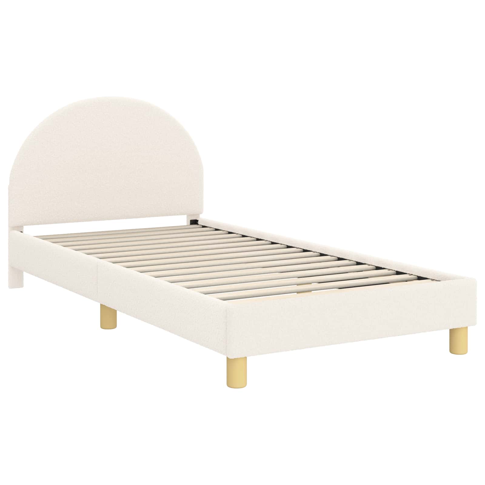 vidaXL Łóżko Dziecięce z Ramą i Zagłówkiem kremowy 90 x 200 cm Bouclé