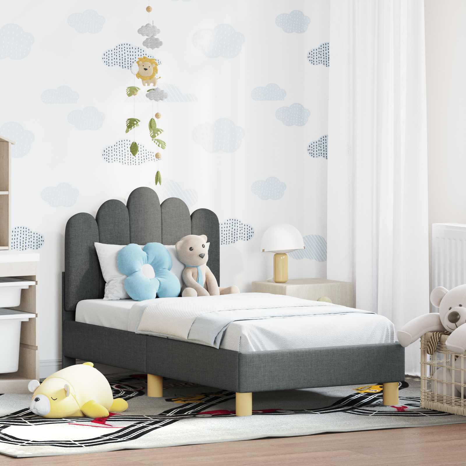 vidaXL Stelaż łóżka dla malucha z oparciem ciemnoszary 70 x 140 cm