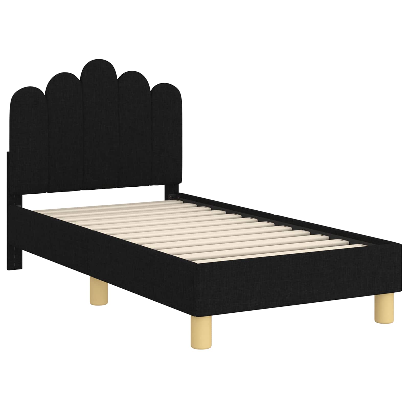 vidaXL Stelaż łóżka dla malucha z oparciem Czarny 70 x 140 cm tkanina