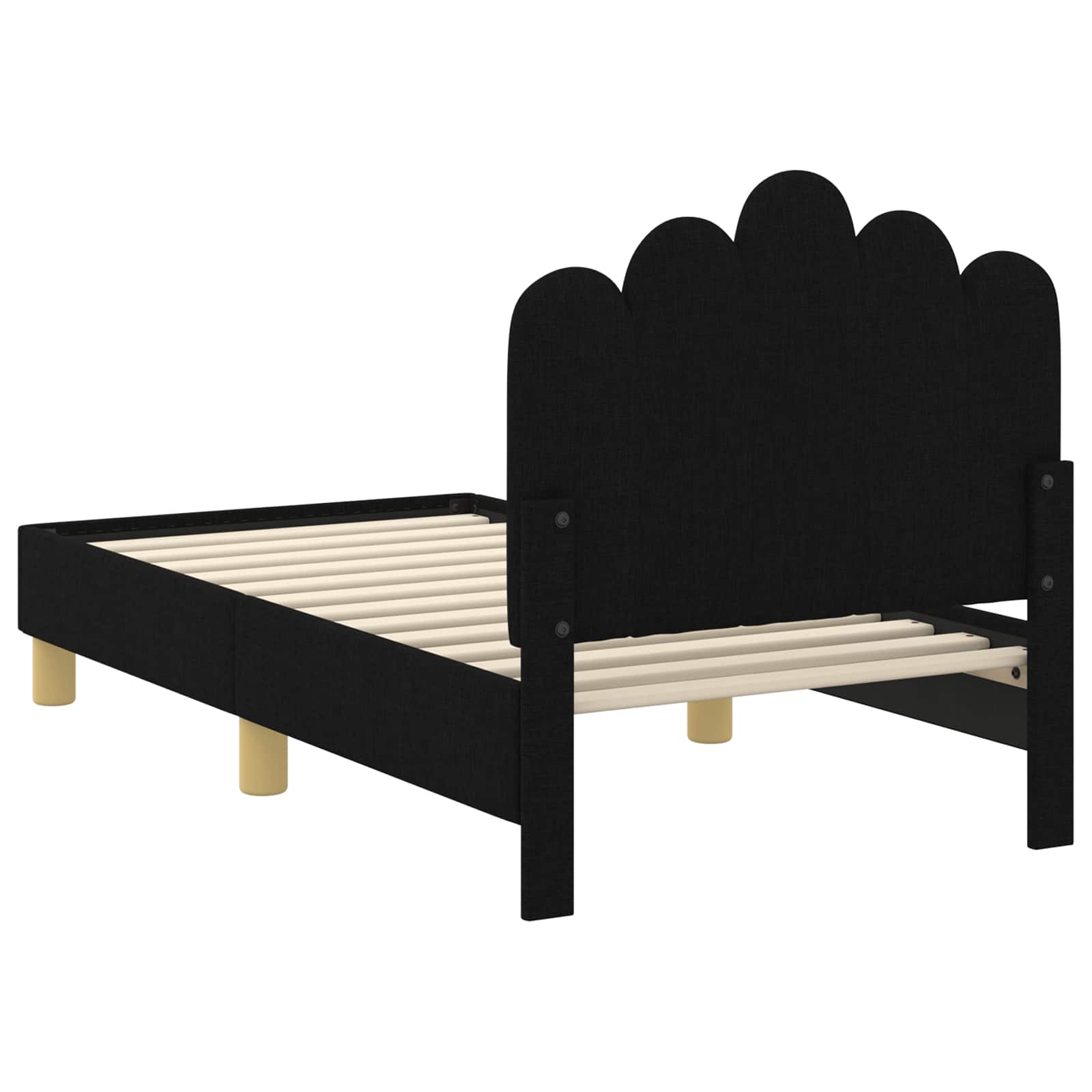 vidaXL Stelaż łóżka dla malucha z oparciem Czarny 70 x 140 cm tkanina