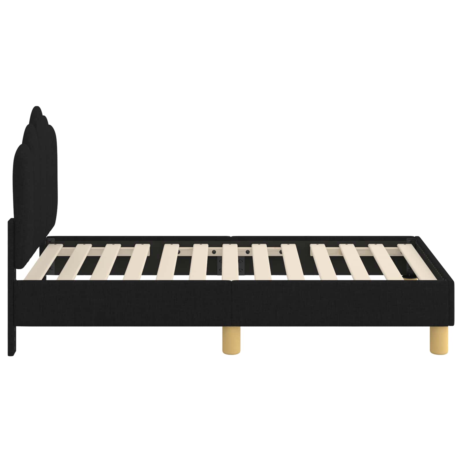 vidaXL Stelaż łóżka dla malucha z oparciem Czarny 70 x 140 cm tkanina
