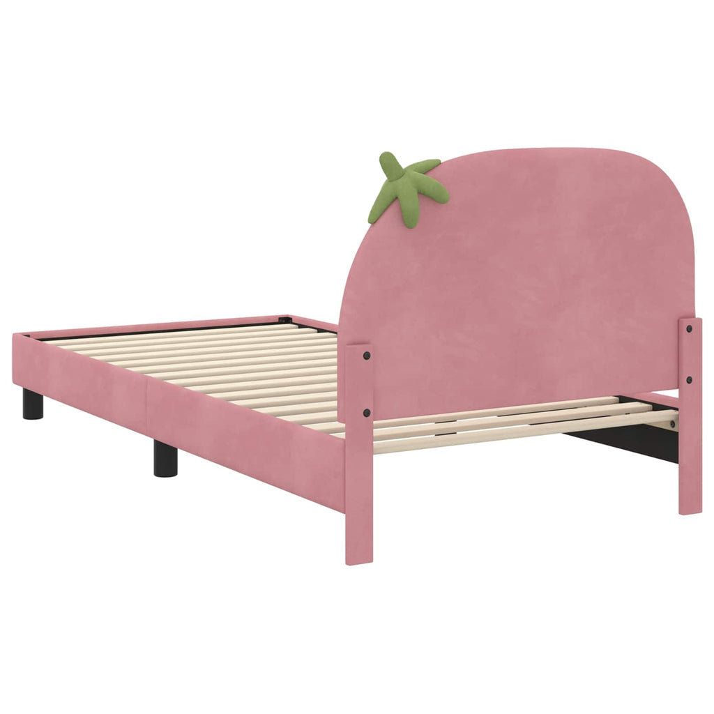 vidaXL Łóżko Dziecięce z Ramą i Zagłówkiem różowy 90 x 190 cm Welur