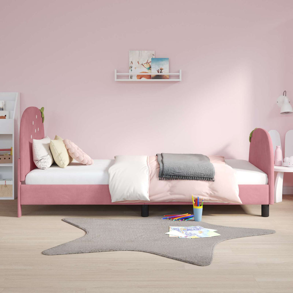 vidaXL Łóżko Dziecięce z Ramą i Zagłówkiem różowy 80 x 200 cm Welur