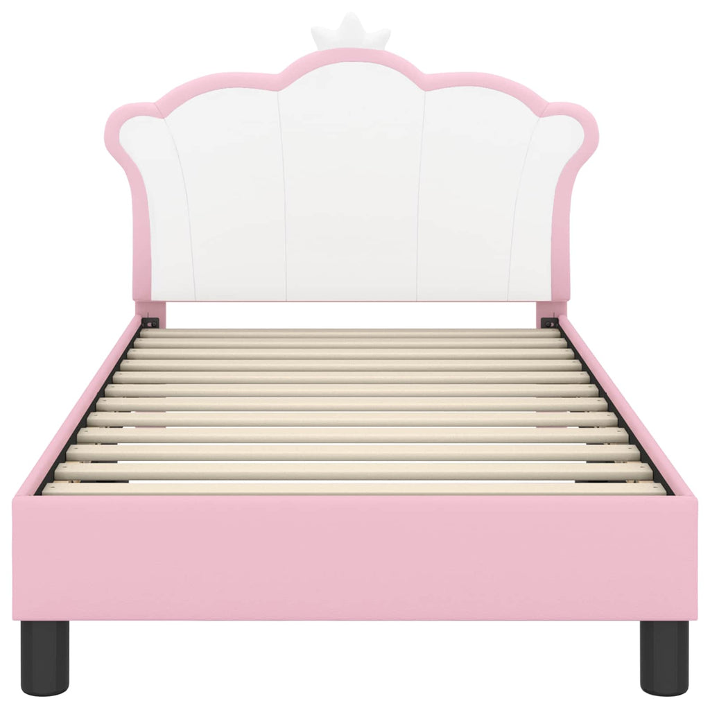 vidaXL Łóżko Dziecięce z Ramą i Zagłówkiem różowy 80 x 160 cm PU