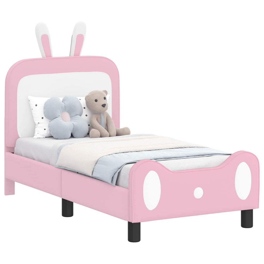 vidaXL Stelaż łóżka dla malucha z oparciem różowy 70 x 140 cm PU