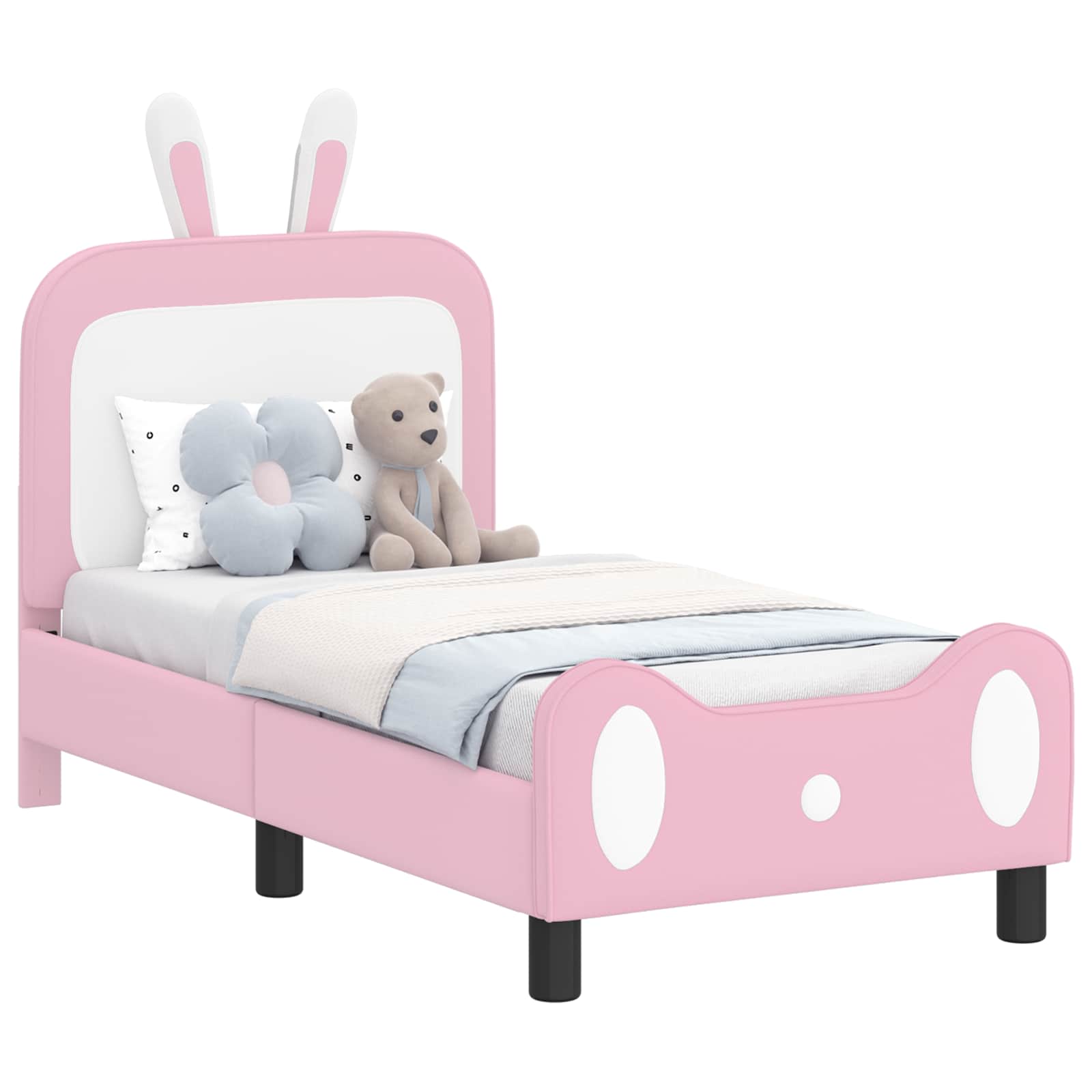 vidaXL Stelaż łóżka dla malucha z oparciem różowy 70 x 140 cm PU