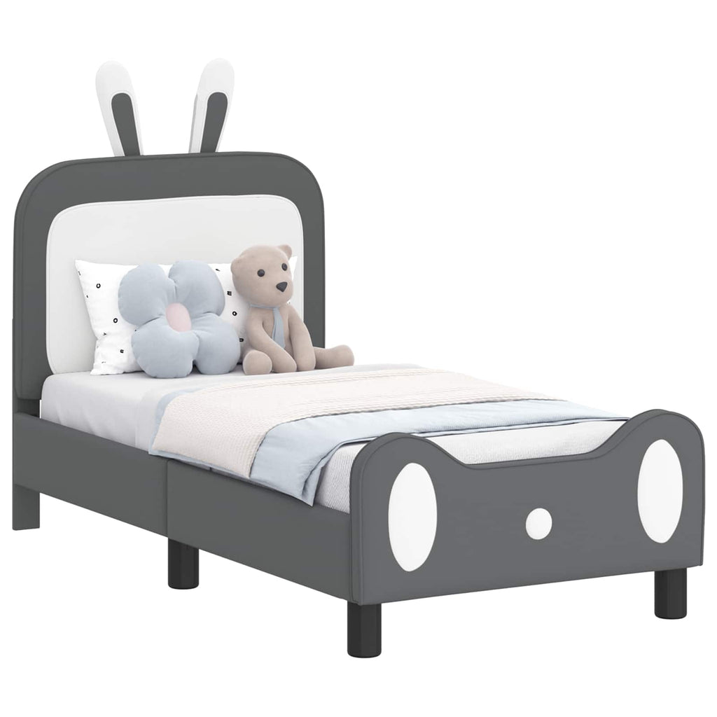 vidaXL Stelaż łóżka dla malucha z oparciem jasnoszary 70 x 140 cm PU