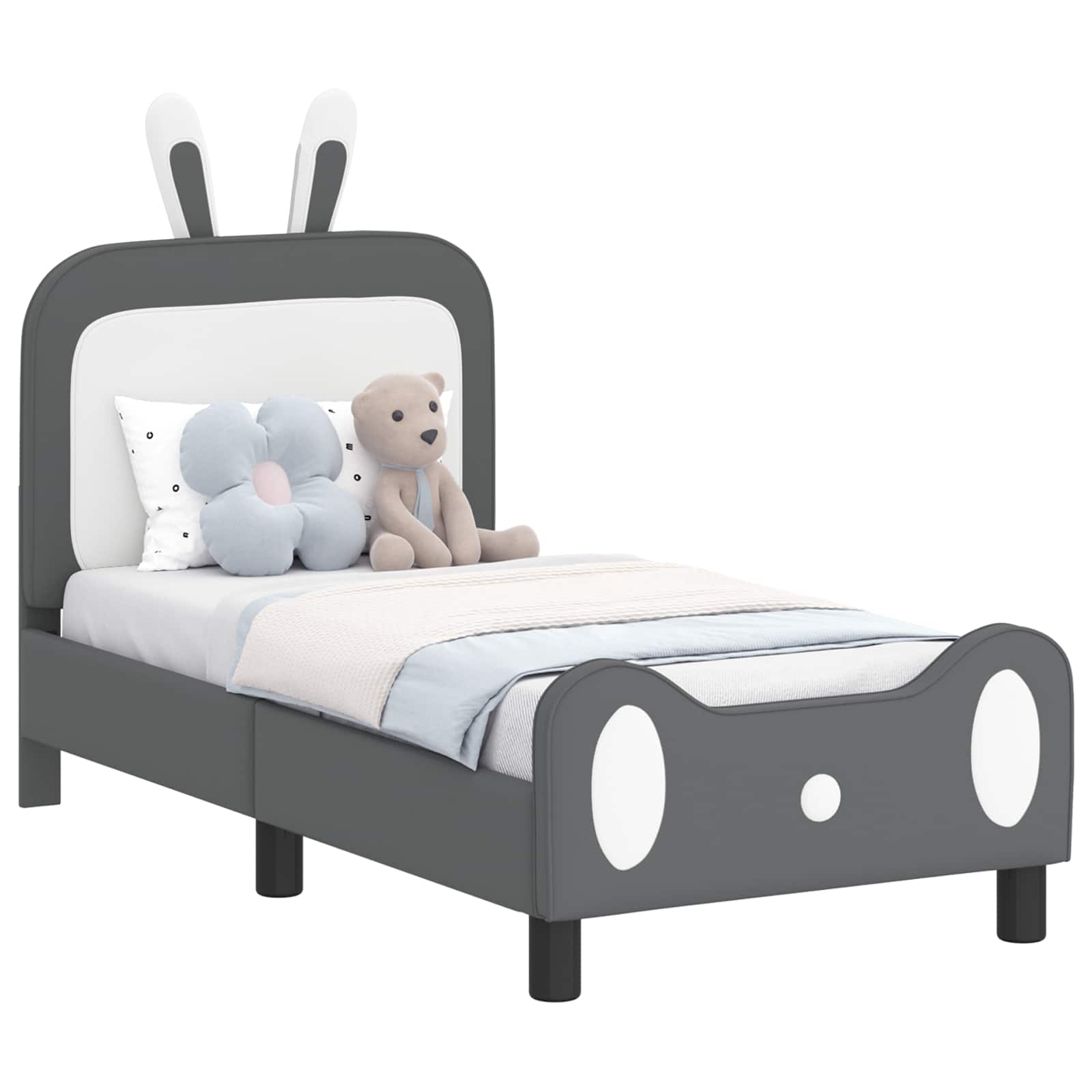 vidaXL Stelaż łóżka dla malucha z oparciem jasnoszary 70 x 140 cm PU