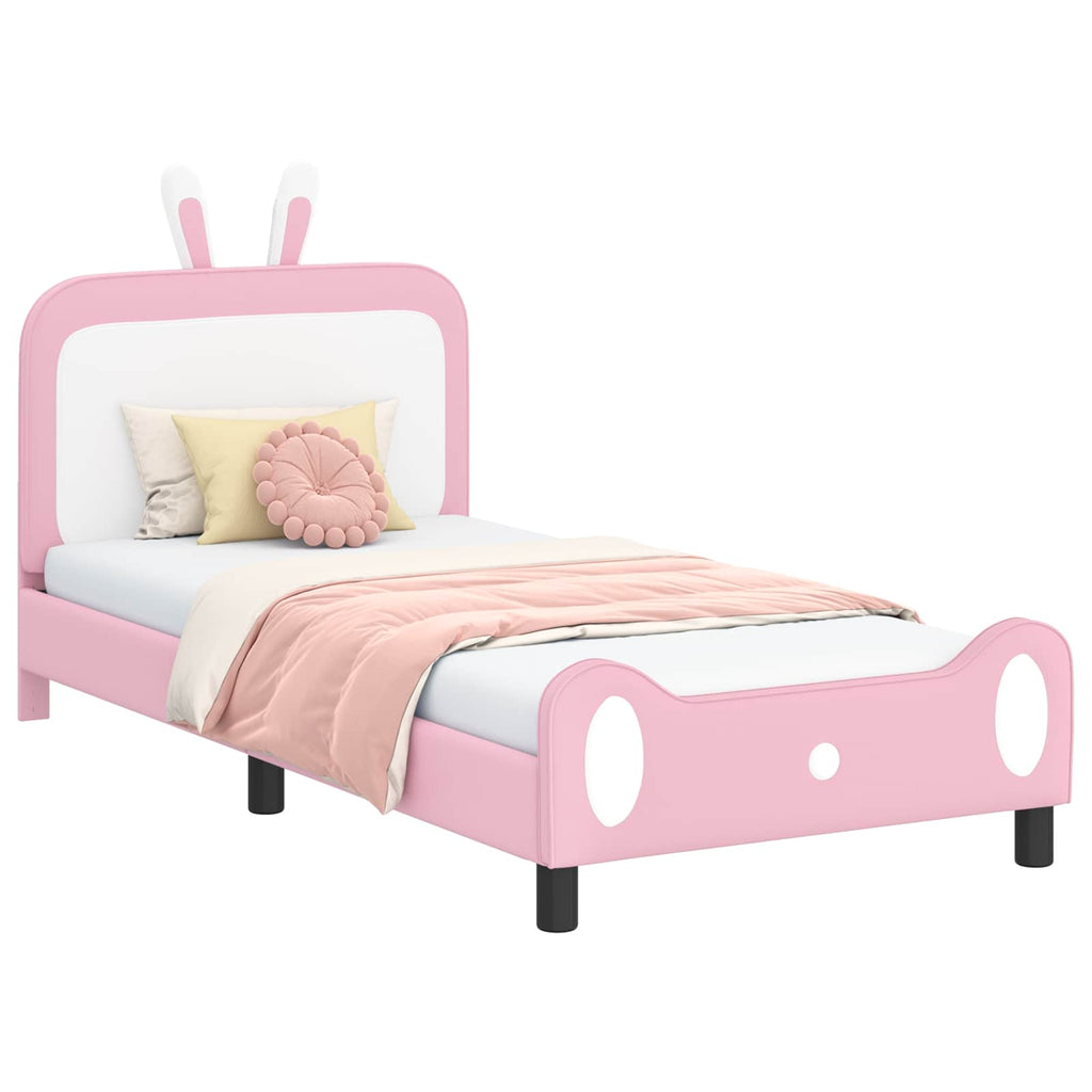 vidaXL Łóżko Dziecięce z Ramą i Zagłówkiem różowy 90 x 190 cm PU