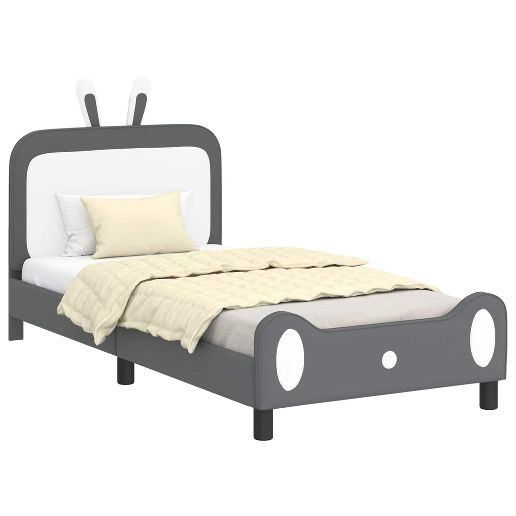 vidaXL Łóżko Dziecięce z Ramą i Zagłówkiem jasnoszary 90 x 200 cm PU