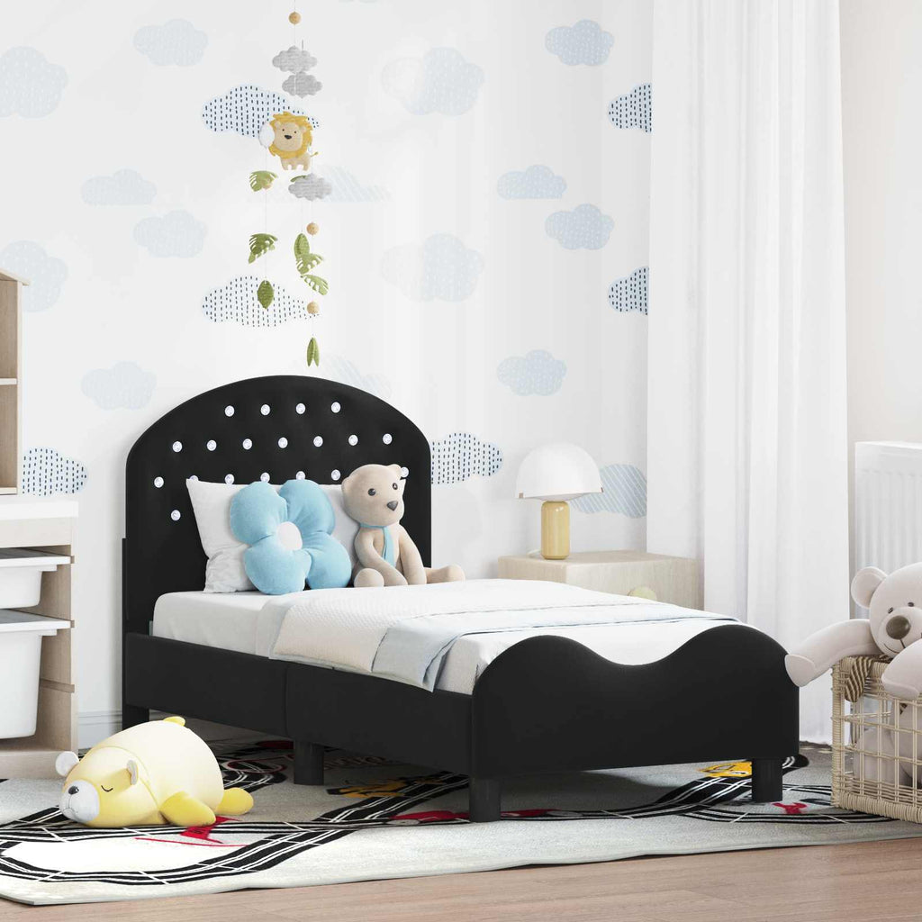 vidaXL Stelaż łóżka dla malucha z oparciem Czarny 70 x 140 cm Welur