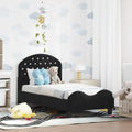 vidaXL Stelaż łóżka dla malucha z oparciem Czarny 70 x 140 cm Welur