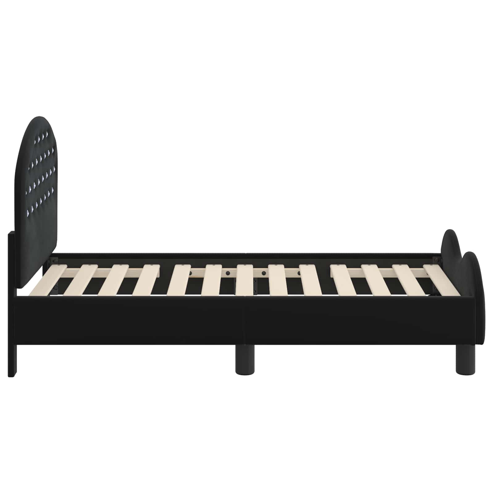 vidaXL Stelaż łóżka dla malucha z oparciem Czarny 70 x 140 cm Welur
