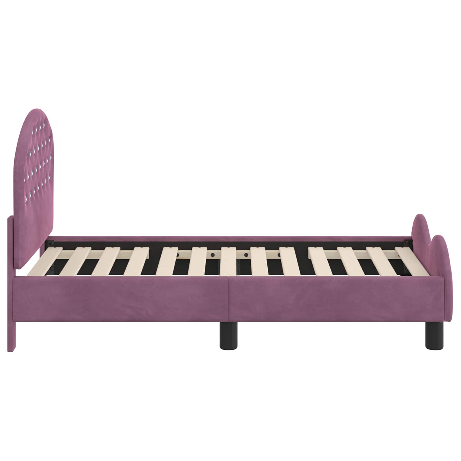 vidaXL Stelaż łóżka dla malucha z oparciem Fioletowy 70 x 140 cm Welur