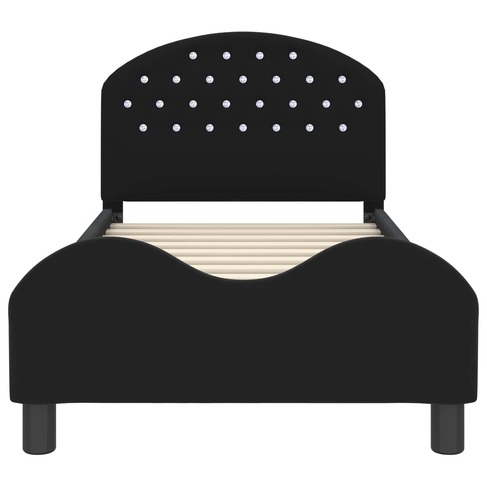 vidaXL Łóżko Dziecięce z Ramą i Zagłówkiem Czarny 80 x 160 cm Welur