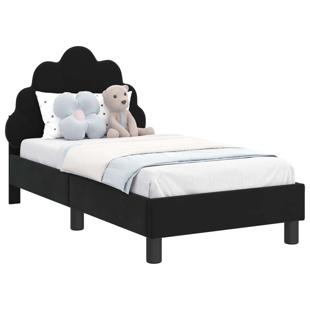 vidaXL Stelaż łóżka dla malucha z oparciem Czarny 70 x 140 cm Welur
