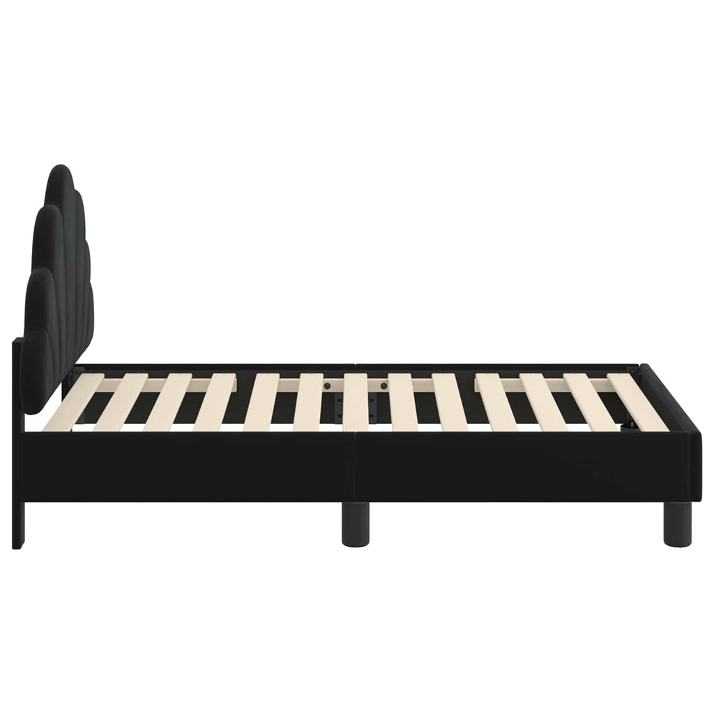 vidaXL Stelaż łóżka dla malucha z oparciem Czarny 70 x 140 cm Welur