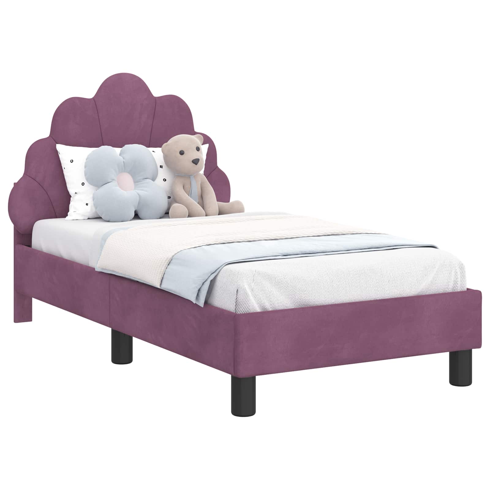 vidaXL Stelaż łóżka dla malucha z oparciem Fioletowy 70 x 140 cm Welur