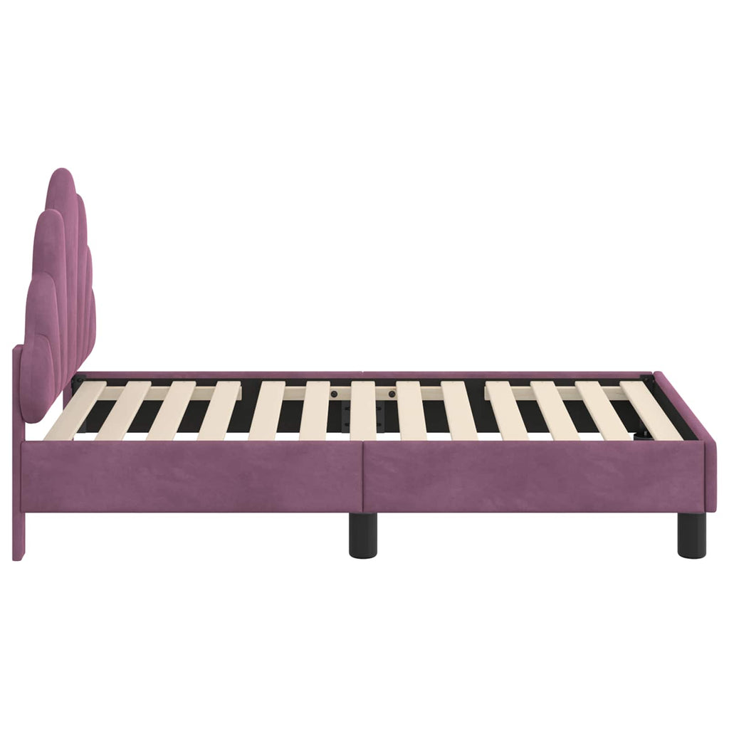 vidaXL Stelaż łóżka dla malucha z oparciem Fioletowy 70 x 140 cm Welur