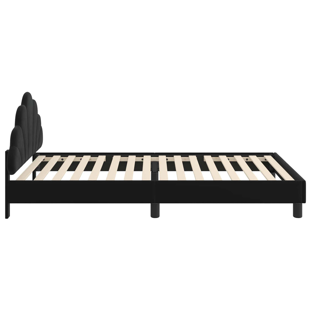 vidaXL Łóżko Dziecięce z Ramą i Zagłówkiem Czarny 80 x 200 cm Welur