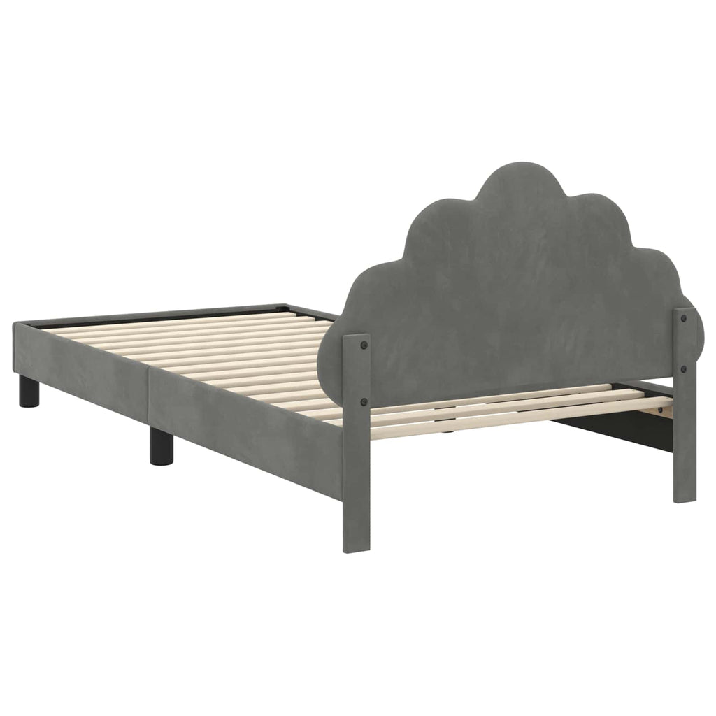 vidaXL Łóżko Dziecięce z Ramą i Zagłówkiem ciemnoszary 90 x 190 cm