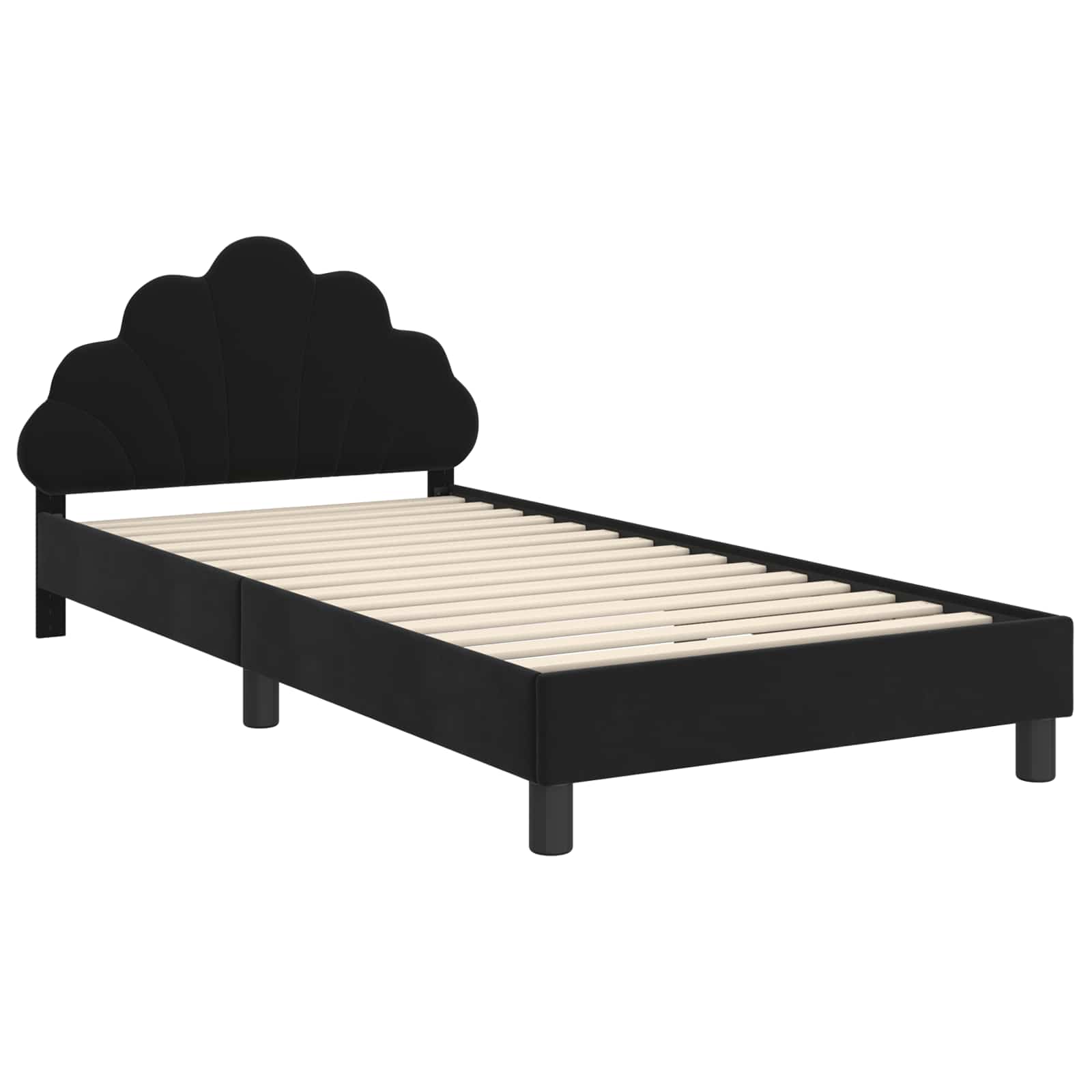 vidaXL Łóżko Dziecięce z Ramą i Zagłówkiem Czarny 90 x 200 cm Welur