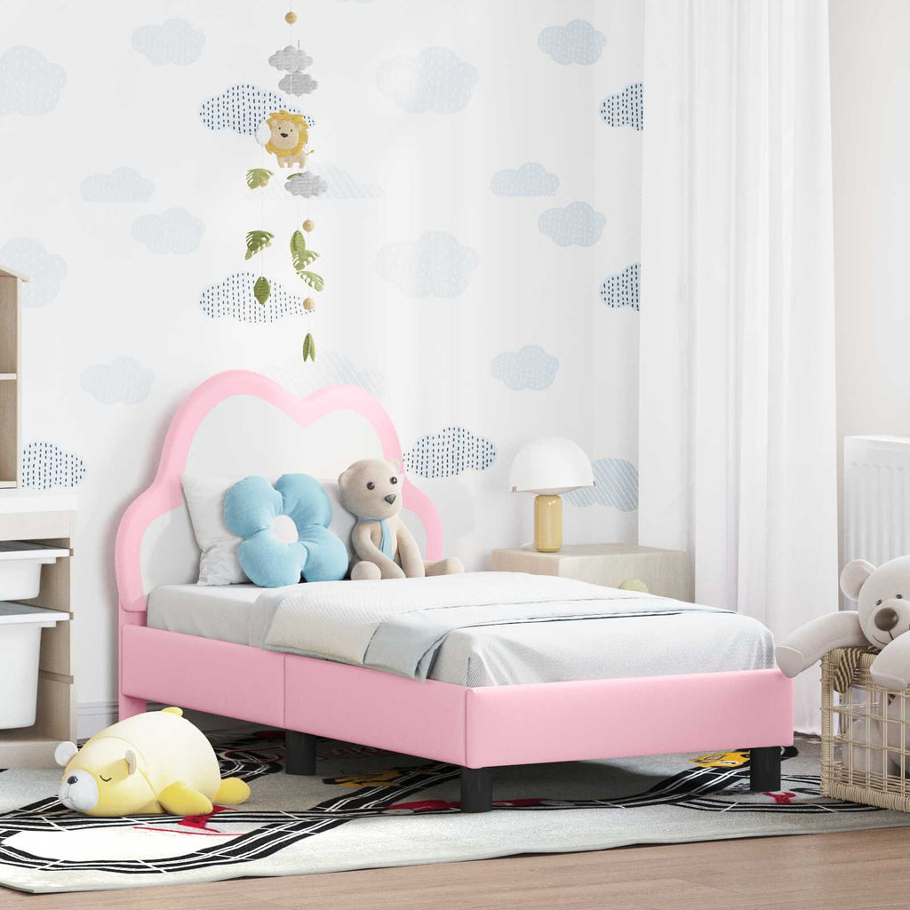 vidaXL Stelaż łóżka dla malucha z oparciem różowy 70 x 140 cm PU