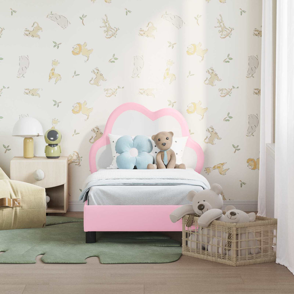 vidaXL Stelaż łóżka dla malucha z oparciem różowy 70 x 140 cm PU