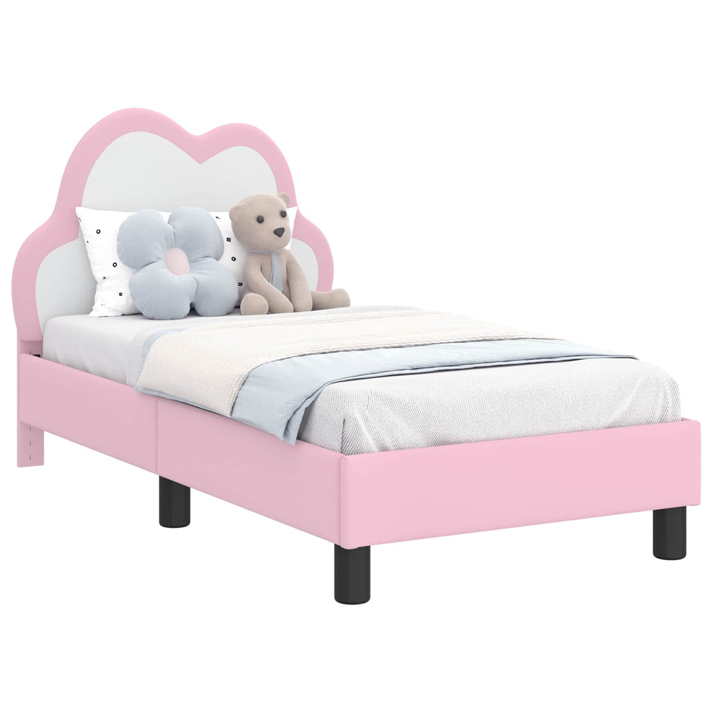 vidaXL Stelaż łóżka dla malucha z oparciem różowy 70 x 140 cm PU