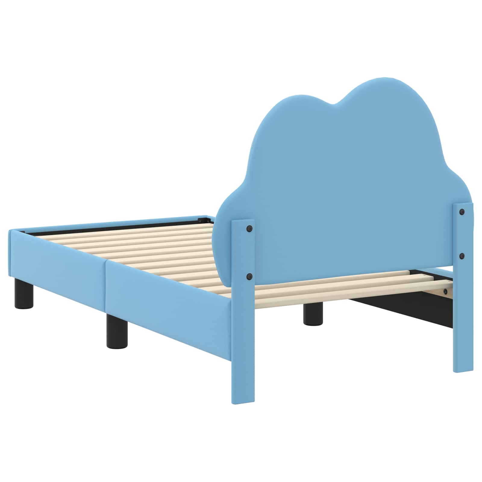 vidaXL Stelaż łóżka dla malucha z oparciem niebieski 70 x 140 cm PU