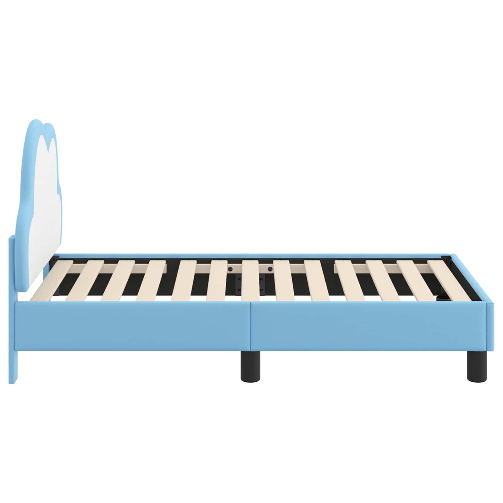 vidaXL Stelaż łóżka dla malucha z oparciem niebieski 70 x 140 cm PU
