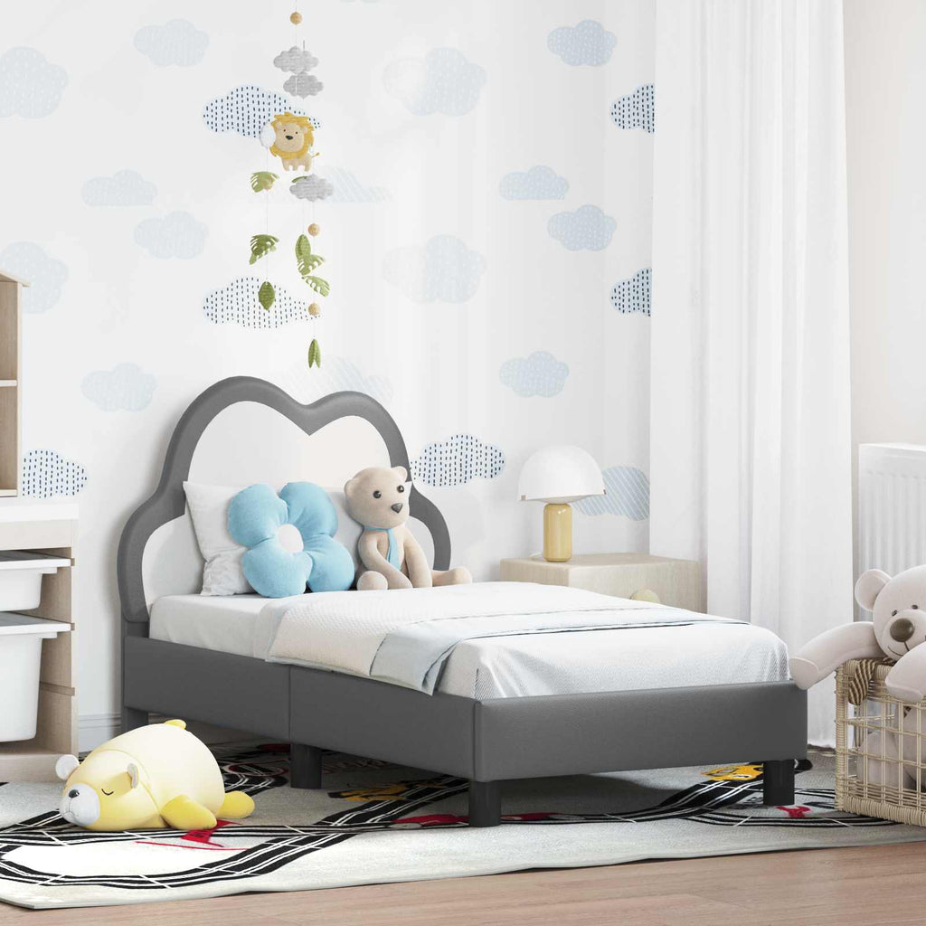 vidaXL Stelaż łóżka dla malucha z oparciem jasnoszary 70 x 140 cm PU