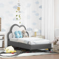 vidaXL Stelaż łóżka dla malucha z oparciem jasnoszary 70 x 140 cm PU