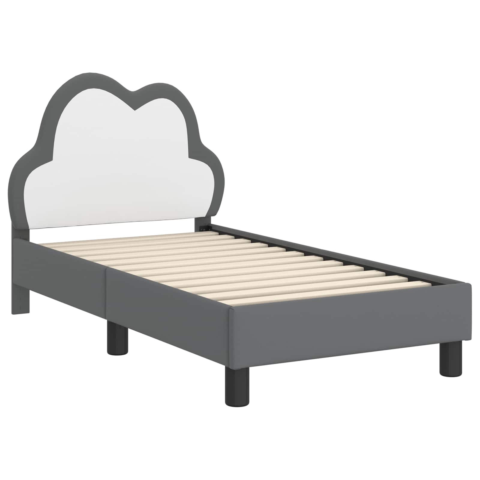 vidaXL Stelaż łóżka dla malucha z oparciem jasnoszary 70 x 140 cm PU