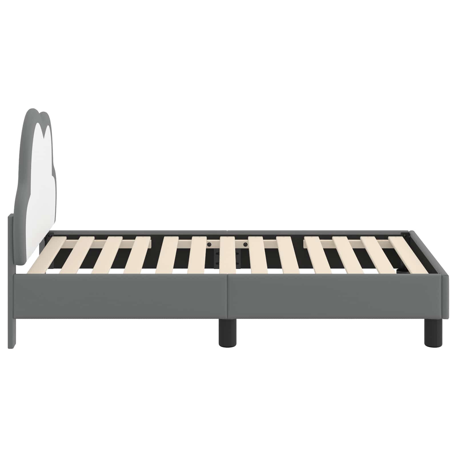 vidaXL Stelaż łóżka dla malucha z oparciem jasnoszary 70 x 140 cm PU