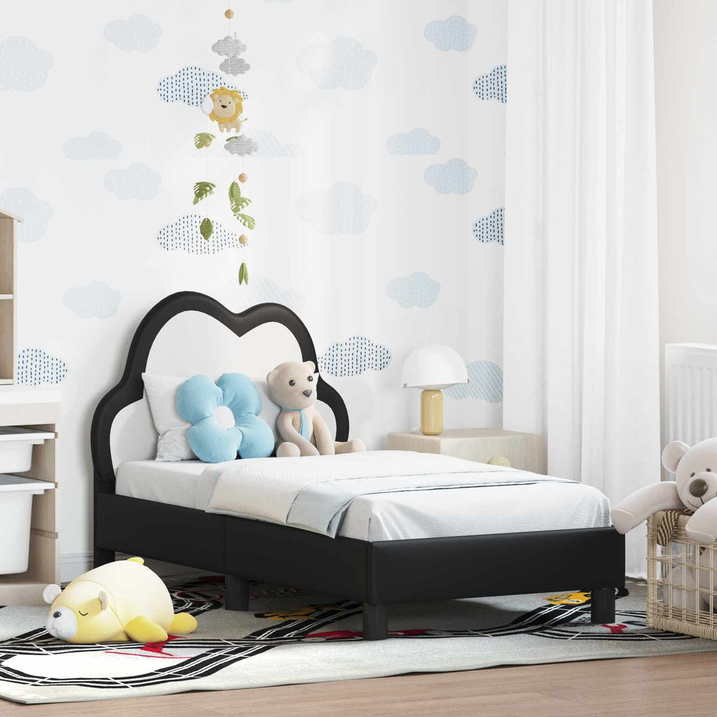 vidaXL Stelaż łóżka dla malucha z oparciem Czarny 70 x 140 cm PU