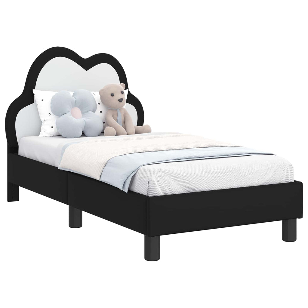 vidaXL Stelaż łóżka dla malucha z oparciem Czarny 70 x 140 cm PU