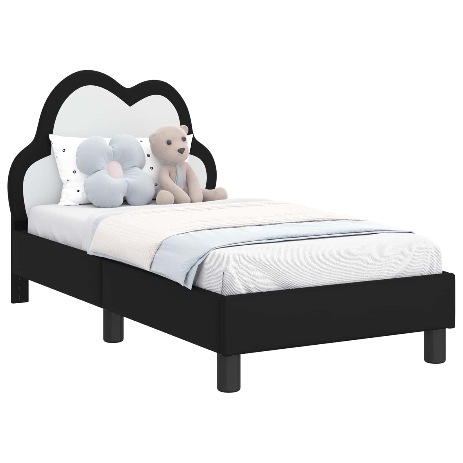 vidaXL Stelaż łóżka dla malucha z oparciem Czarny 70 x 140 cm PU