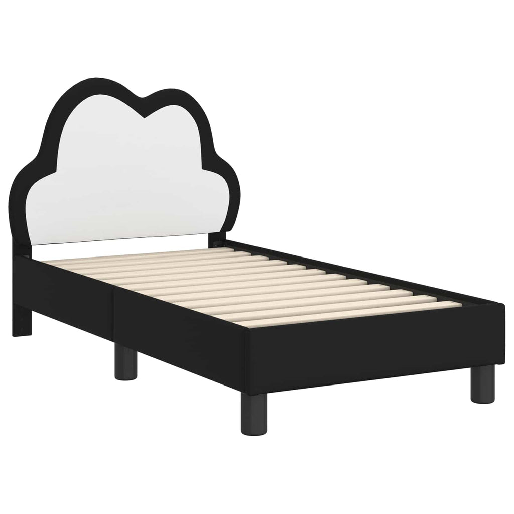 vidaXL Stelaż łóżka dla malucha z oparciem Czarny 70 x 140 cm PU