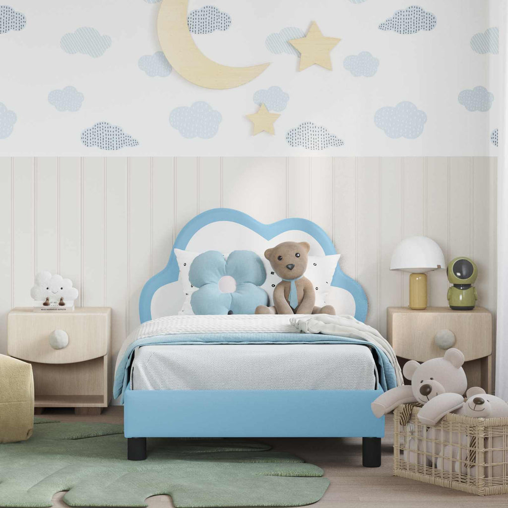 vidaXL Łóżko Dziecięce z Ramą i Zagłówkiem niebieski 80 x 160 cm PU