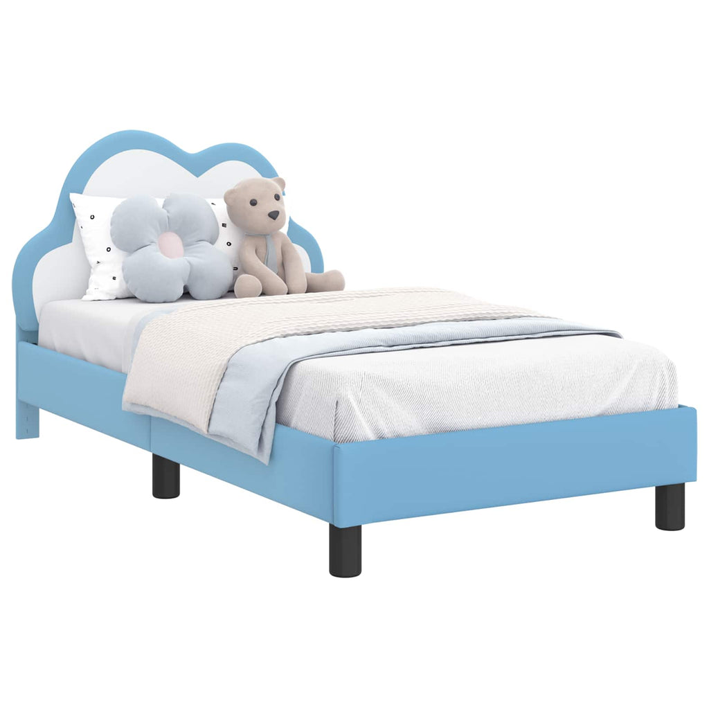 vidaXL Łóżko Dziecięce z Ramą i Zagłówkiem niebieski 80 x 160 cm PU