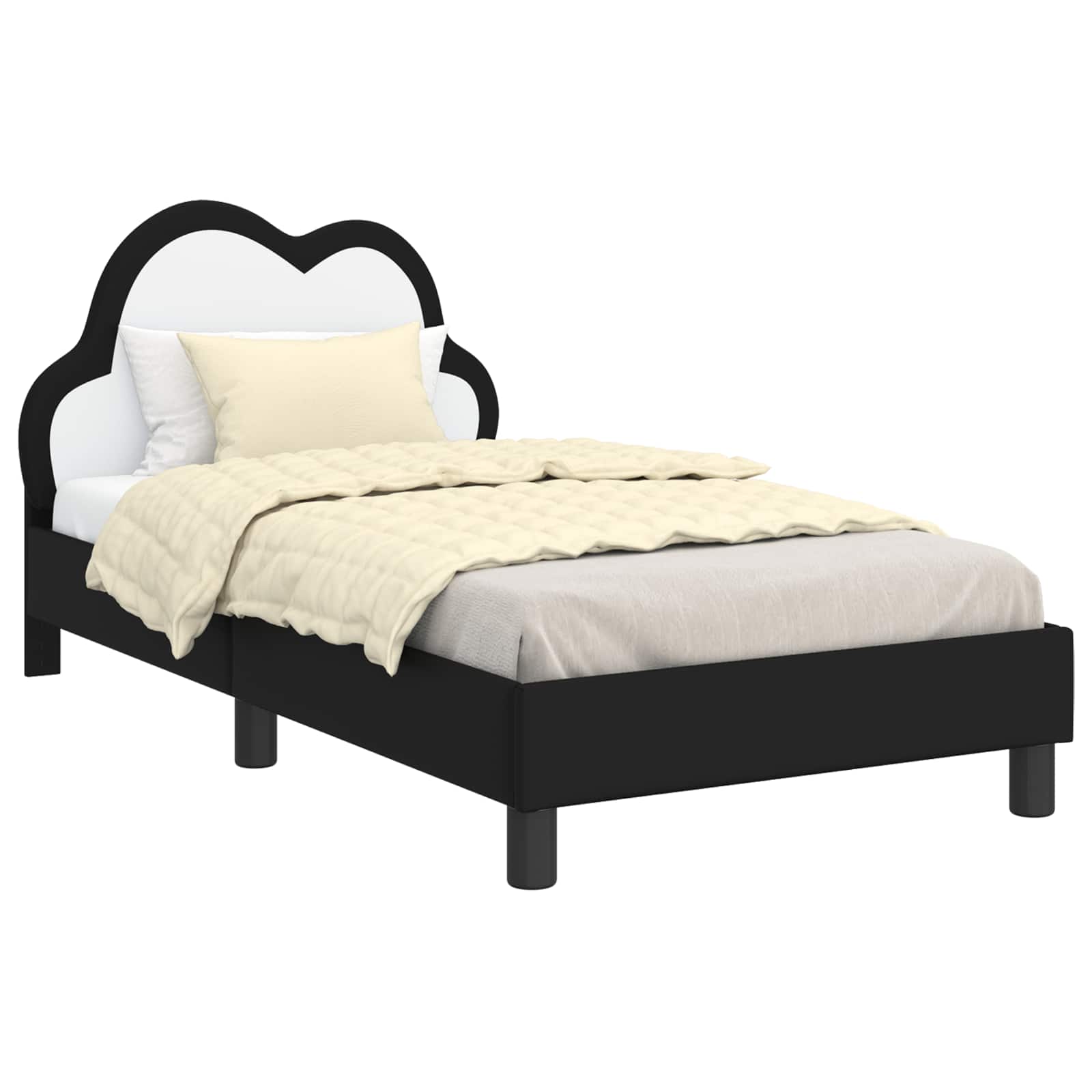 vidaXL Łóżko Dziecięce z Ramą i Zagłówkiem Czarny 80 x 160 cm PU