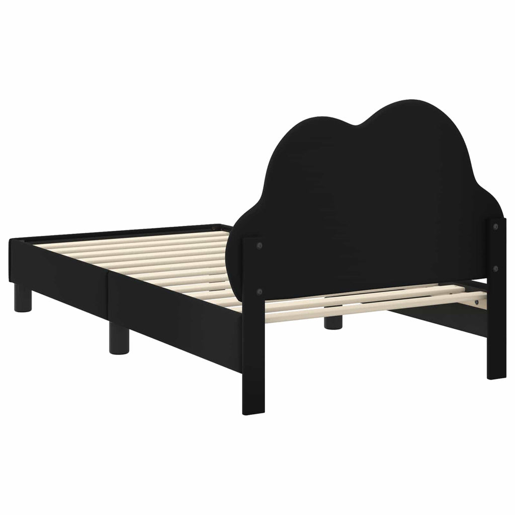 vidaXL Łóżko Dziecięce z Ramą i Zagłówkiem Czarny 80 x 160 cm PU