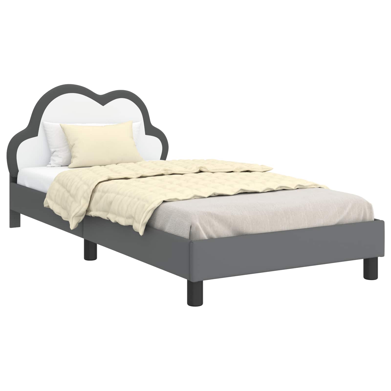 vidaXL Łóżko Dziecięce z Ramą i Zagłówkiem jasnoszary 80 x 200 cm PU